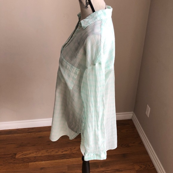 Aerie Long Sleeve Mint Green Tunic Button Up M - Picture 3 of 8